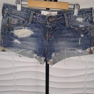Hollister Distressed Cut-Off Rolled Jean Shorts